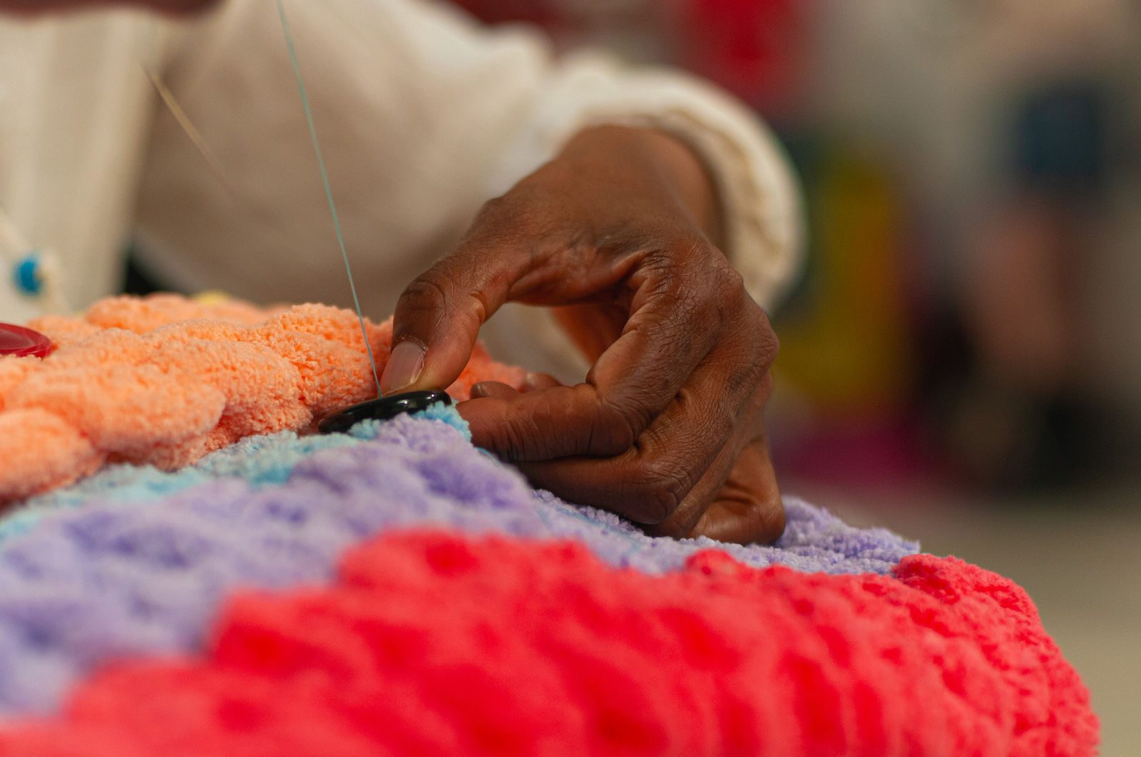 Hand-stitching at the LOOK studio